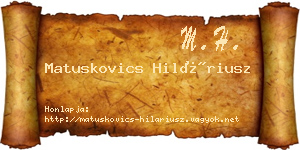Matuskovics Hiláriusz névjegykártya